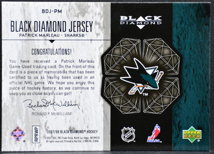 2007-08 Upper Deck Black Diamond Jerseys Patrick Marleau Sharks Jersey 0580