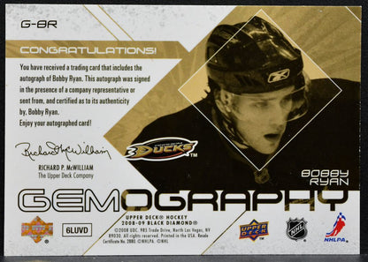 2008-09 Upper Deck Black Diamond Gemography Bobby Ryan G-BR Ducks Auto 7422