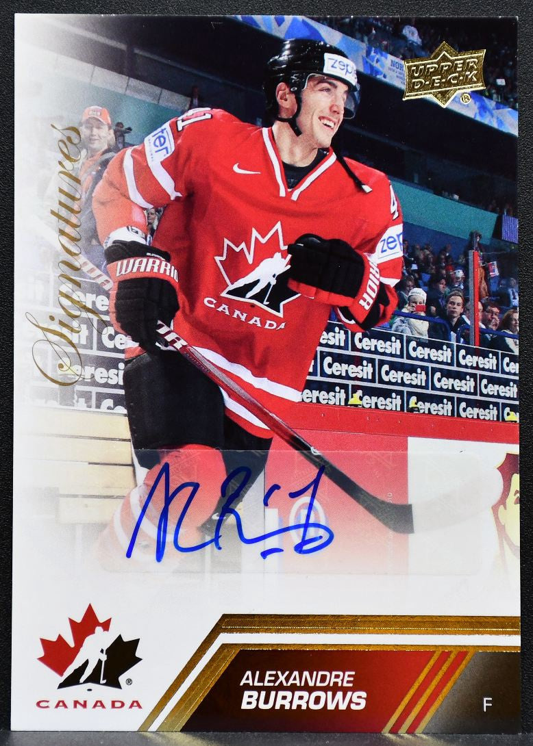 2013-14 Upper Deck Team Canada Gold Signatures Alexandre Burrows Auto 9732