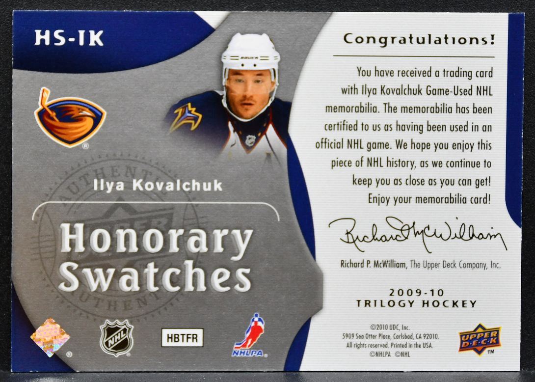 2009-10 UD Trilogy Honorary Swatches Ilya Kovalchuk HS-IK Thrashers Jersey 9578