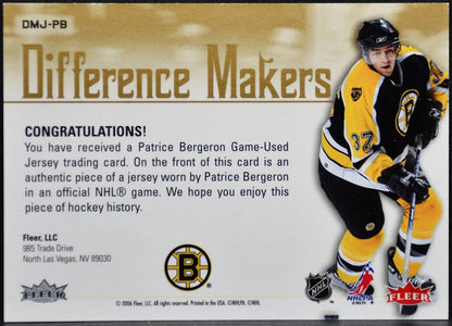 2005-06 Fleer Ultra Difference Makers Jerseys Bergeron Bruins Jersey 2164