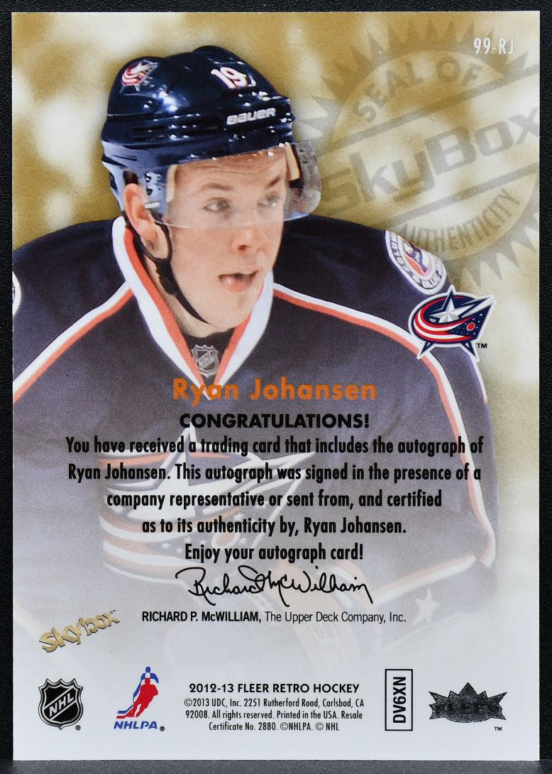2012-13 Fleer Retro Skybox Autographics Ryan Johansen 99-RJ Auto 0336