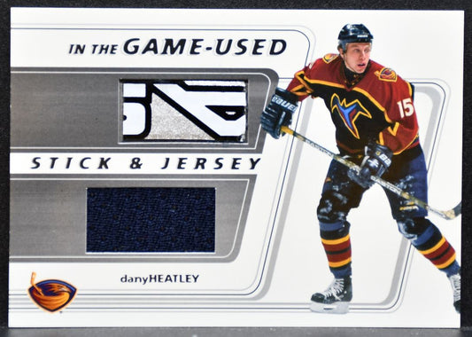 2002-03 In The Game Used Stick & Jersey Dany Heatley Thrashers Stick/Jersey 8468