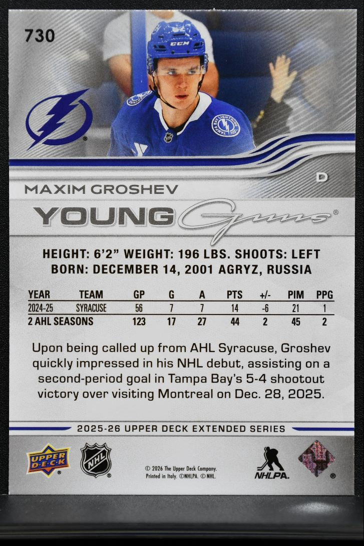 2025-26 Upper Deck Extended Series Young Guns Maxim Groshev Lightning RC 3123