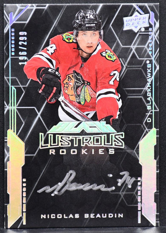 2020-21 UD UD Black Lustrous Rookies Nicolas Beaudin LS-NB RC Auto 196/299