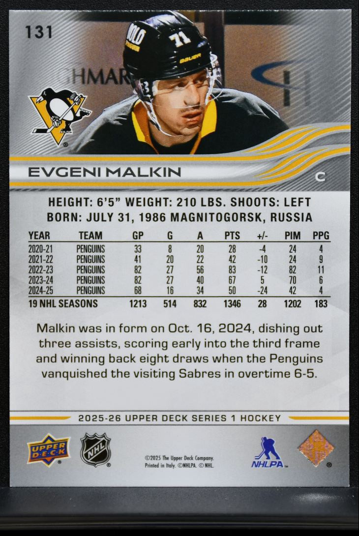 2025-26 Upper Deck Series 1 UD Exclusives Evgeni Malkin Penguins 089/100 0603
