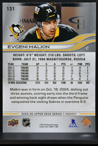 2025-26 Upper Deck Series 1 UD Exclusives Evgeni Malkin Penguins 089/100 0603