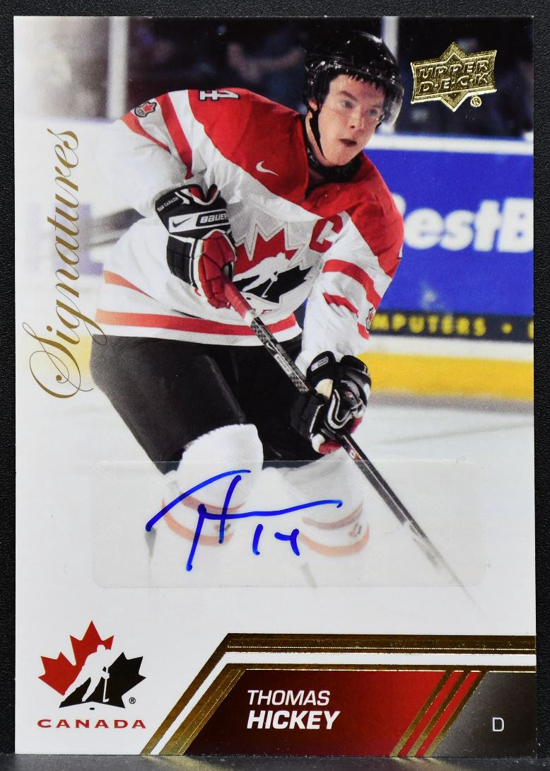 2013-14 Upper Deck Team Canada Gold Signatures Thomas Hickey 90 Canada Auto 8757