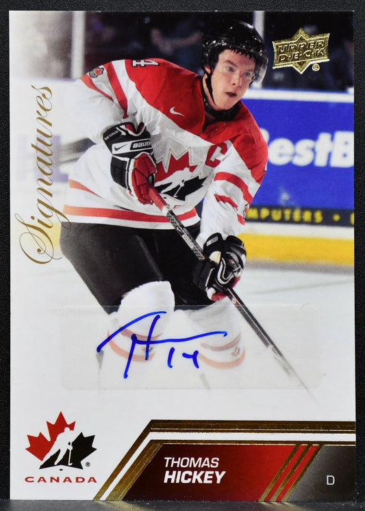 2013-14 Upper Deck Team Canada Gold Signatures Thomas Hickey 90 Canada Auto 8757