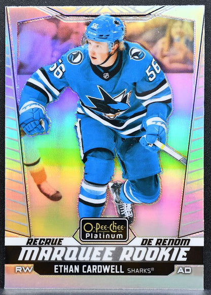 2024-25 O-Pee-Chee Platinum Marquee Rookie Rainbow Ethan Cardwell Sharks RC 0825