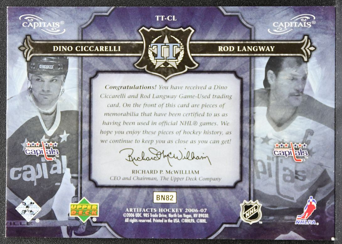 2006-07 UD Artifacts Tundra Tandems Ciccarelli/Langway Capitals Jersey 2013
