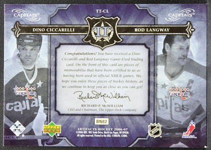 2006-07 UD Artifacts Tundra Tandems Ciccarelli/Langway Capitals Jersey 2013