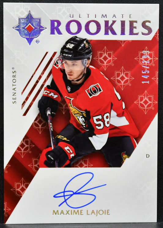2018-19 UD Ultimate Collection Rookies Auto Maxime Lajoie Senators RC Auto 6968