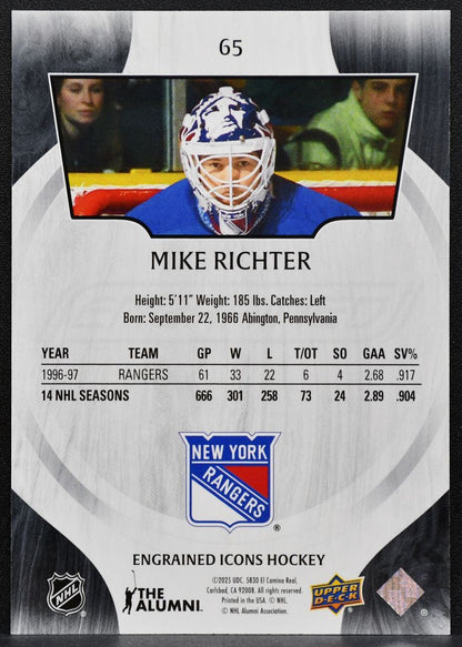 2024-25 Upper Deck Engrained Icons Ebony Mike Richter 65 Rangers 154/199 0238