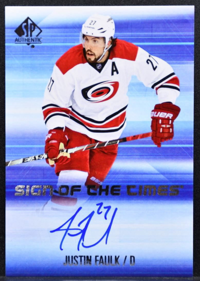 2015-16 SP Authentic Sign of the Times Justin Faulk SOTT-JF Hurricanes Auto 5085