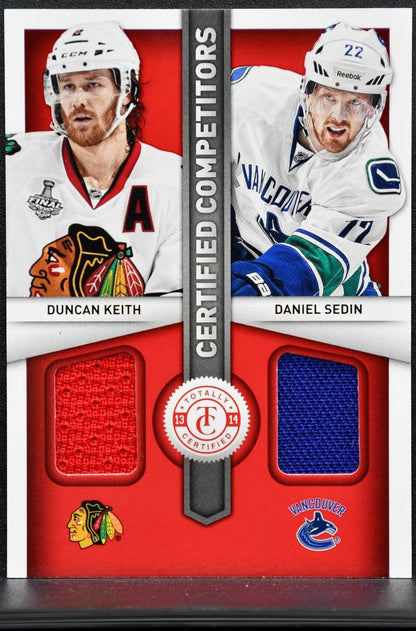 2013-14 Panini Totally Certified Competitors Jerseys Red Keith/Sedin Jersey 6829