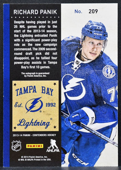 2013-14 Panini Contenders Rookie Auto Richard Panik 209 Lightning RC Auto 1582