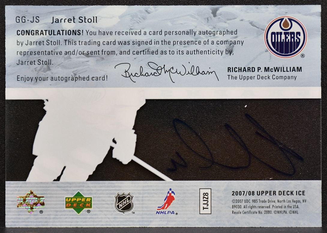 2007-08 Upper Deck Ice Glacial Graphs Jarret Stoll GG-JS Oilers Auto 2735