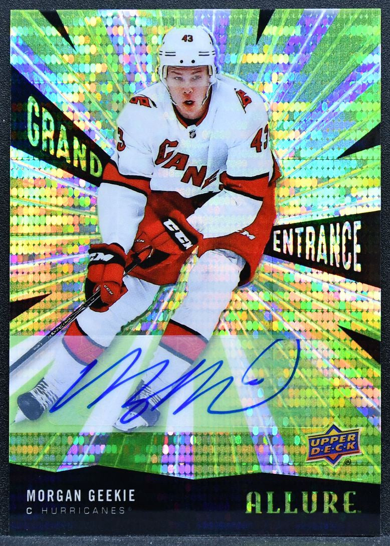 2020-21 UD Allure Grand Entrance Green Morgan Geekie Hurricanes Auto 7252