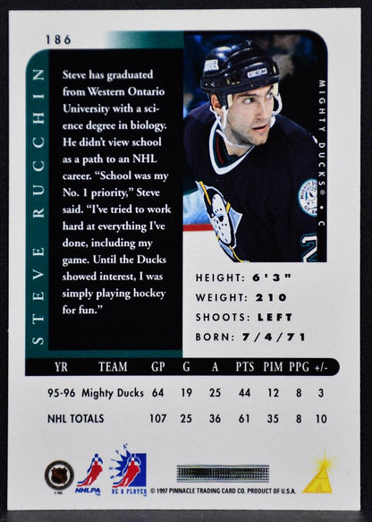 1996-97 Pinnacle Be a Player Steve Rucchin 186 Anaheim Mighty Ducks Auto 3245
