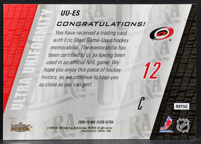 2009-10 Fleer Ultra Uniformity Eric Staal UU-ES Carolina Hurricanes Jersey 0158