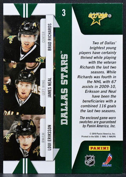 2010-11 Donruss Line of the Times Richards/Neal/Eriksson Stars Jersey 4619