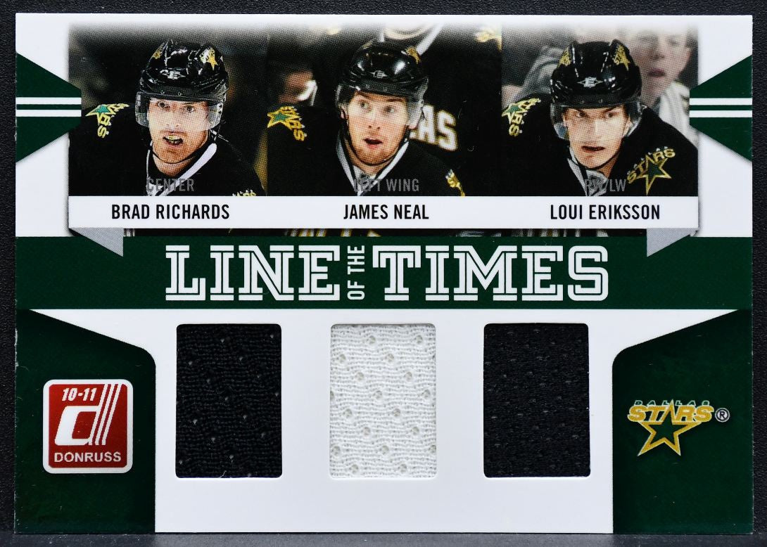 2010-11 Donruss Line of the Times Richards/Neal/Eriksson Stars Jersey 4619