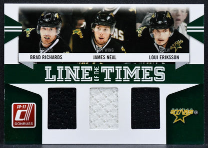 2010-11 Donruss Line of the Times Richards/Neal/Eriksson Stars Jersey 4619