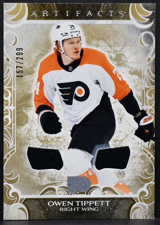 24-25 UD Artifacts Gold Materials Owen Tippett 100 Flyers 157/299 Jersey 9591