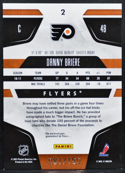 2011-12 Panini Certified Jersey Mirror Red Danny Briere /150 Jersey 1817