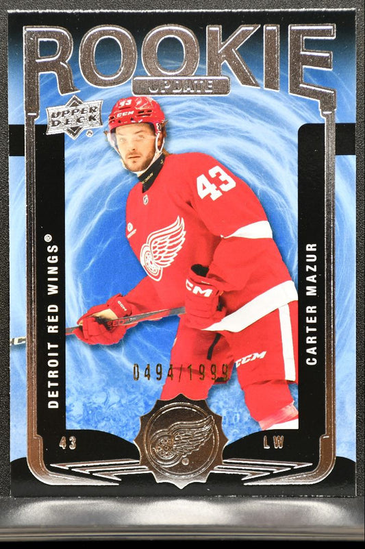 2025-26 UD Extended Series Rookie Update Carter Mazur RC 0494/1999 3017