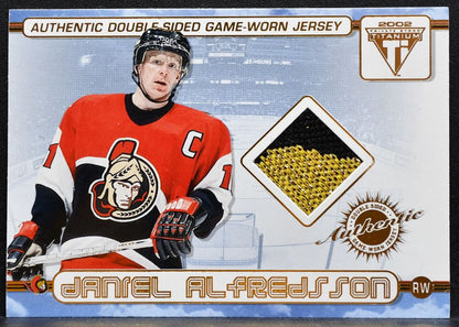 2002-03 Pacific Private Stock Titanium DoubleSided Alfredsson/Lalime Jersey 6168