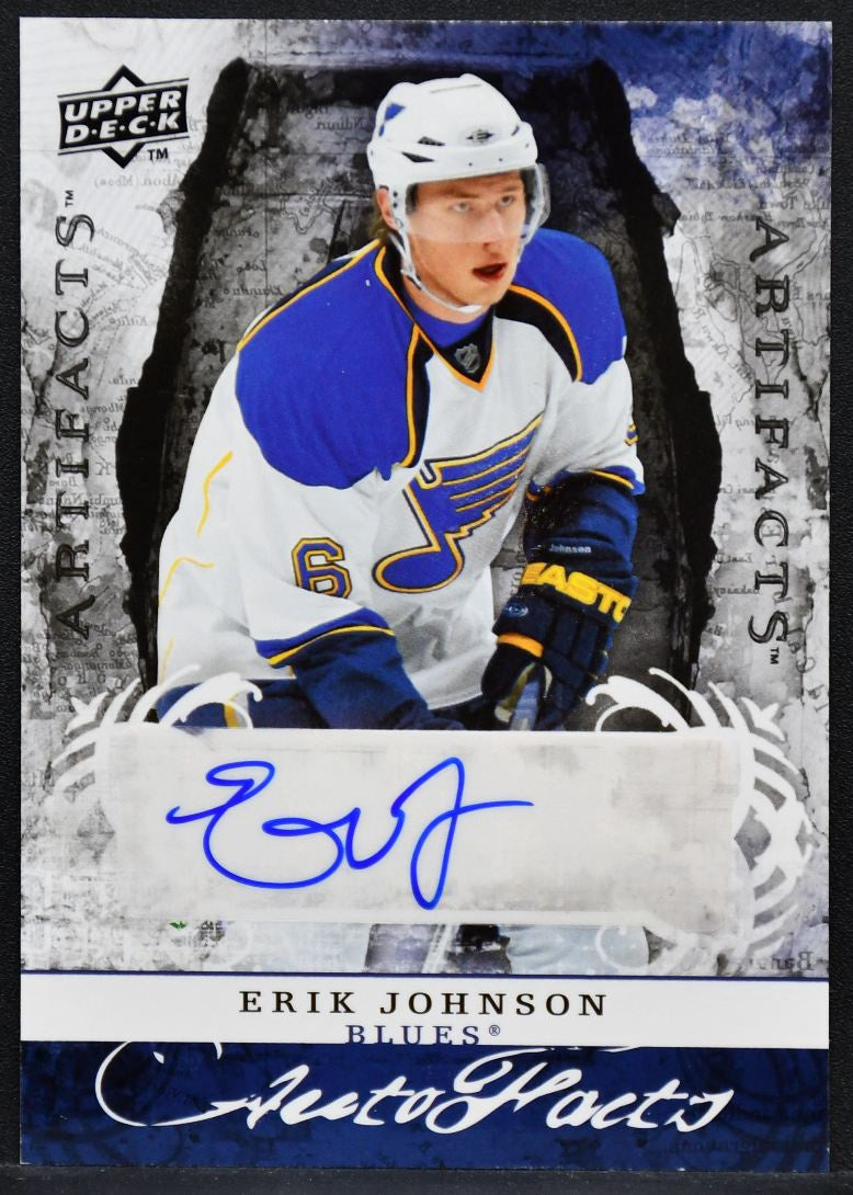 2008-09 UD Artifacts Auto-Facts Erik Johnson AF-EJ St. Louis Blues Auto
