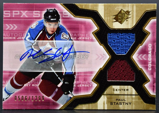 2006-07 SPx Autographed Rookie Jersey Paul Stastny 186 RC Auto 0506/1299 Jersey