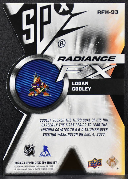 2023-24 SPx Radiance FX Blue Logan Cooley RFX-93 Arizona Coyotes 070/299 8489