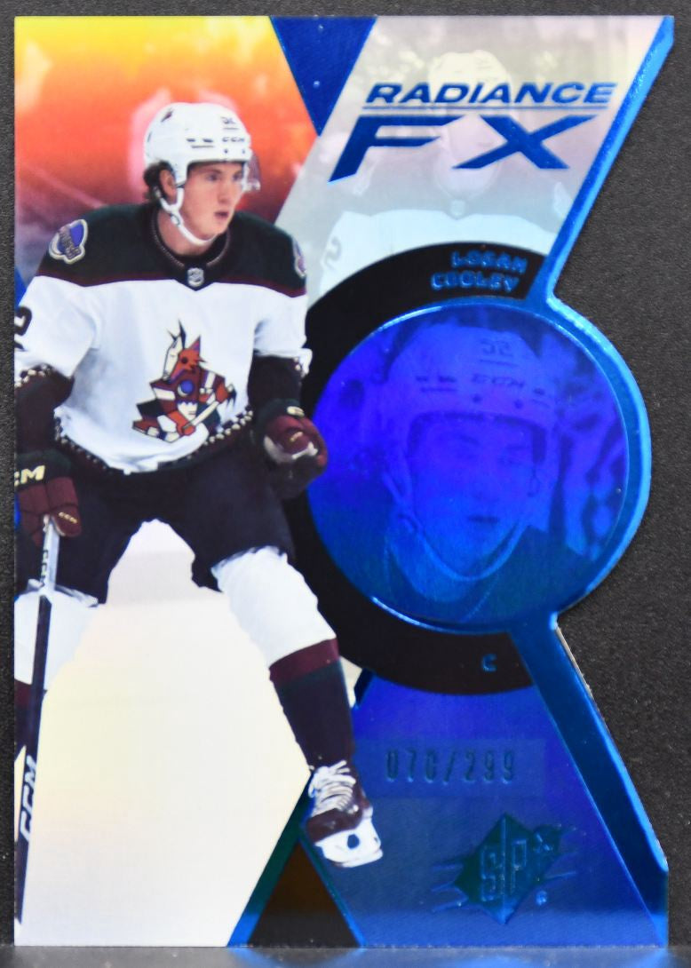 2023-24 SPx Radiance FX Blue Logan Cooley RFX-93 Arizona Coyotes 070/299 8489