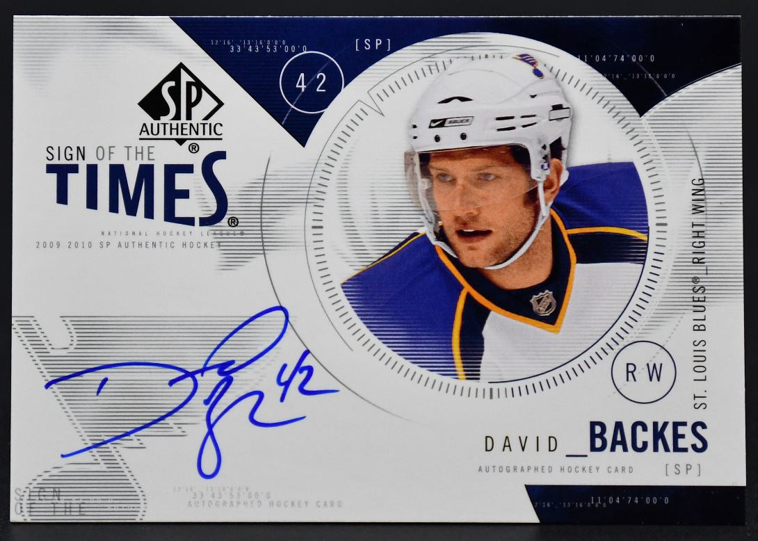 2009-10 SP Authentic Sign of the Times David Backes ST-DB St. Louis Blues Auto