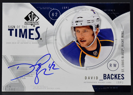 2009-10 SP Authentic Sign of the Times David Backes ST-DB St. Louis Blues Auto