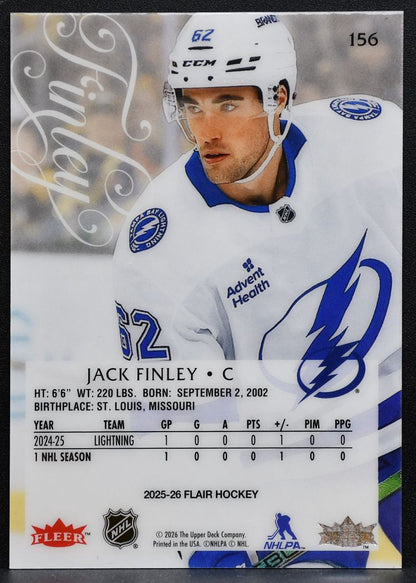 2025-26 Flair Rookie Jack Finley 156 Tampa Bay Lightning RC 0344