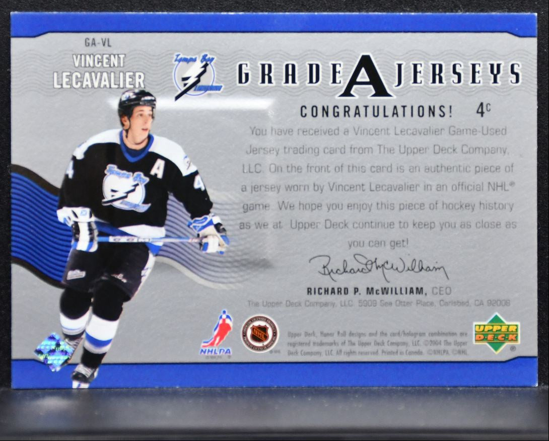 2003-04 UD Honor Roll Grade A Jerseys Vincent Lecavalier Lightning Jersey 1724