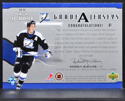 2003-04 UD Honor Roll Grade A Jerseys Vincent Lecavalier Lightning Jersey 1724