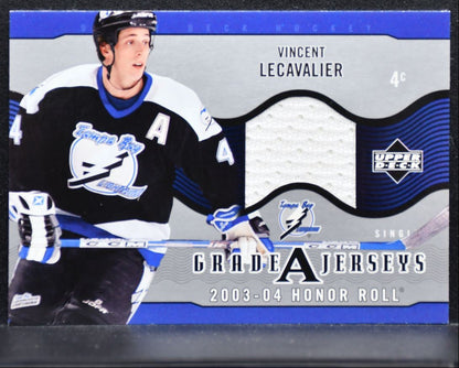 2003-04 UD Honor Roll Grade A Jerseys Vincent Lecavalier Lightning Jersey 1724