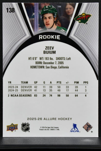 2025-26 Upper Deck Allure Rookie Zeev Buium 138 Minnesota Wild RC 0290