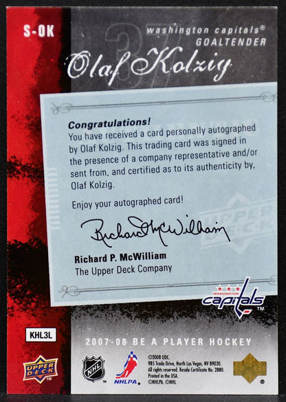 2007-08 Upper Deck Be a Player Signatures Olaf Kolzig S-OK Capitals Auto 6023