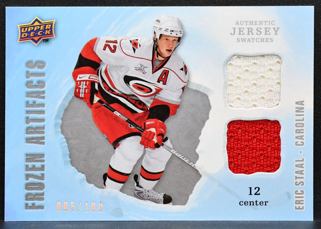 2008-09 UD Artifacts Frozen Dual Silver Eric Staal 005/100 Jersey 1052