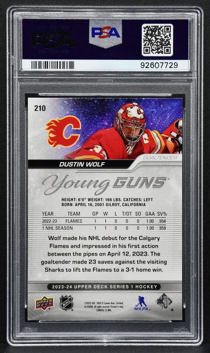 2023-24 Upper Deck Series 1 Young Guns Outburst Dustin Wolf 210 RC 2514