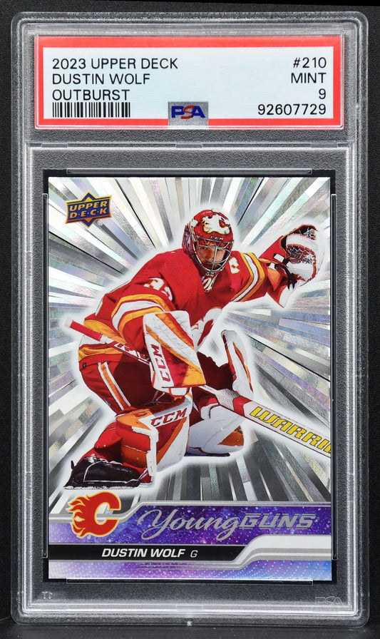 2023-24 Upper Deck Series 1 Young Guns Outburst Dustin Wolf 210 RC 2514