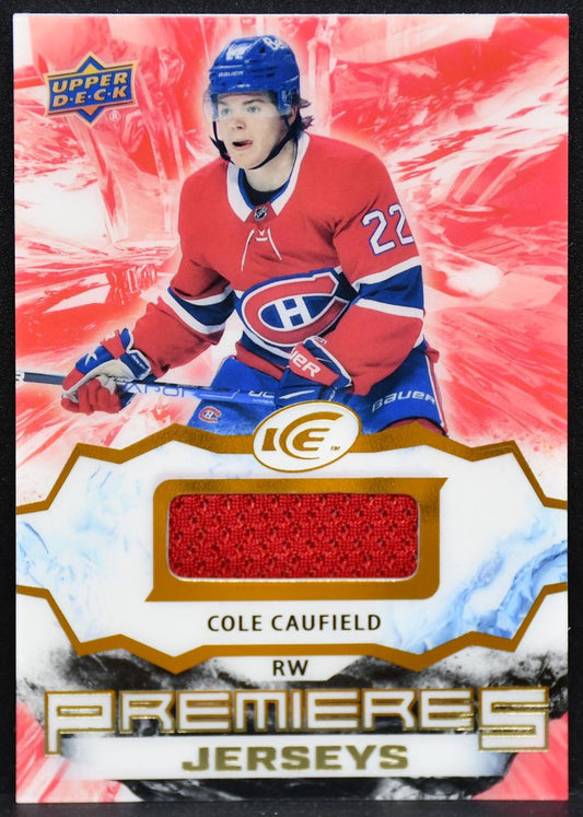 2021-22 UD Ice Premieres Jerseys Cole Caufield IPA-CC Canadiens RC Jersey 3763