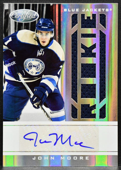 2011-12 Panini Certified  Moore 216 Blue Jackets RC Auto 338/499 Jersey 6504