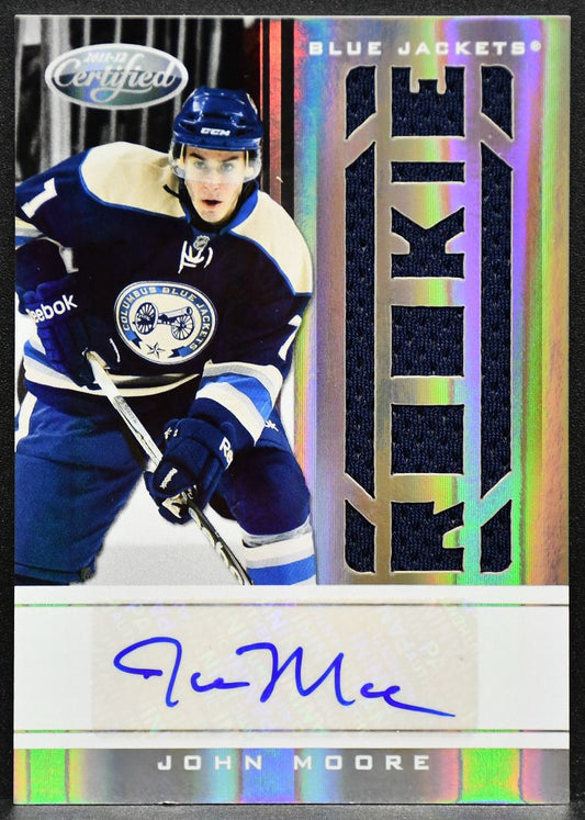 2011-12 Panini Certified  Moore 216 Blue Jackets RC Auto 338/499 Jersey 6504